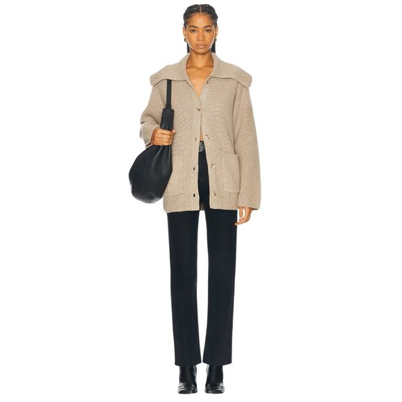 SIMKHAI Hollie Cardigan in Oat X-Small New Womens Knit Wool Sweater - Picture 4 of 16